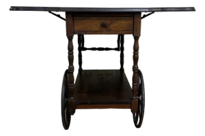 Vintage Mahogany Drop Leaf Bar Cart Tea Cart