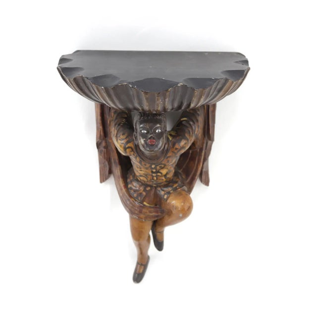 Pair of Wooden Hand Carved Figure Wall Brackets For Sale In New York - Image 6 of 11