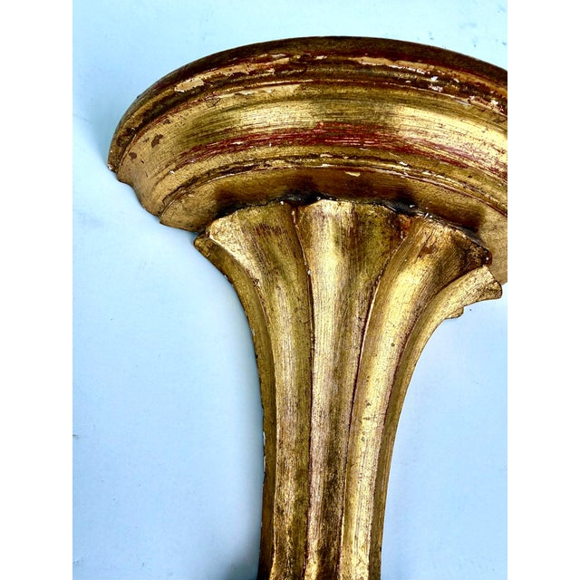Wood Italian Giltwood Wall Bracket Shelf With Acanthus Leaf Decoration Mid 20th Century For Sale - Image 7 of 14