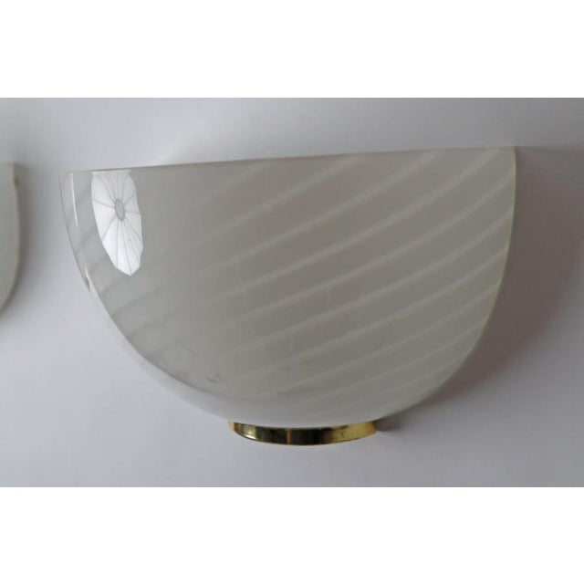 Vintage White Murano Swirl Wall Lights, Italy, 1980s, Set of 2 For Sale - Image 9 of 16