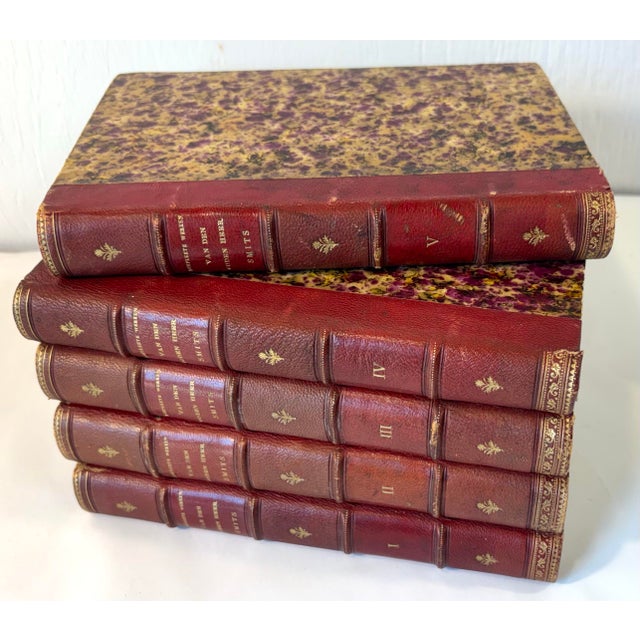Volumes I -V, leather bound 1877-79 set of 5 “The Complete Works of the Good Lord Smits”