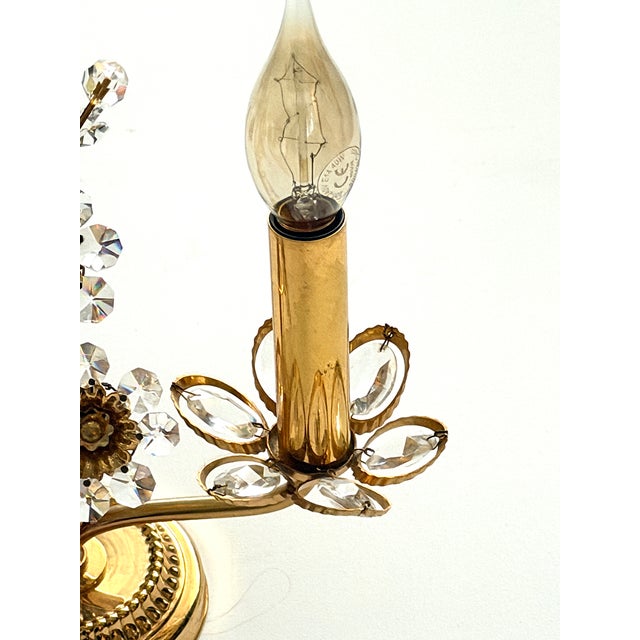 Vintage Brass Lead Crystal Table Lamp from Palwa, 1960s For Sale - Image 10 of 17