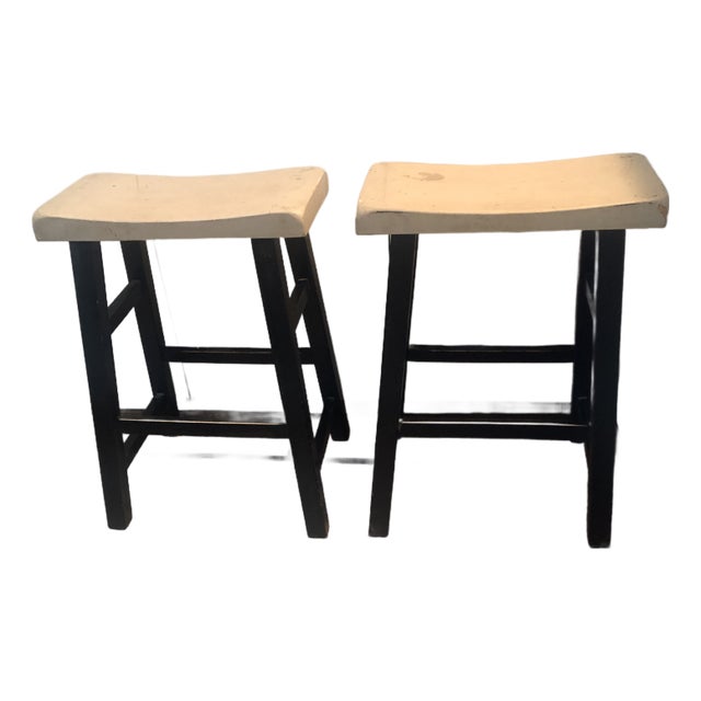 1970s Pair of Painted English Stools For Sale
