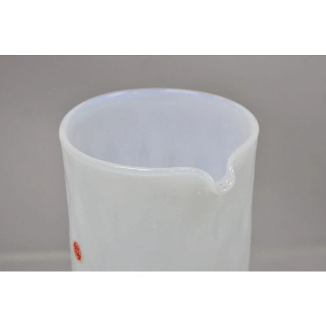 Murano Vintage Murano White Italian Venetian Mid Century Modern Glass Water Pitcher For Sale - Image 4 of 10
