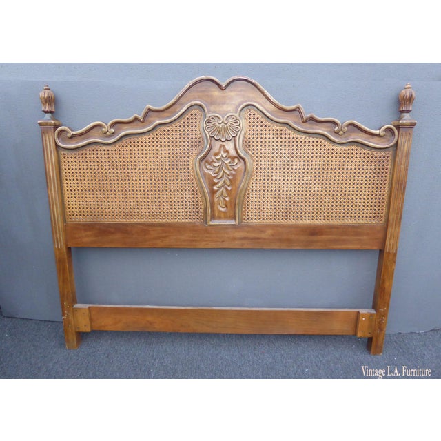 Vintage Drexel Heritage French Provincial Country Cane Queen Headboard