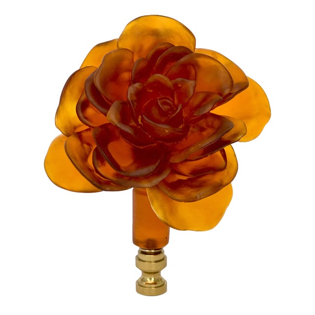 Blooming Rose Lamp Finial on Brass Hardware For Sale