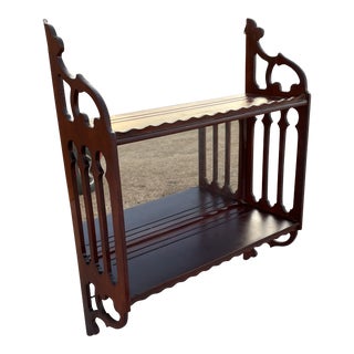 Vintage Mahogany Stained WoodenWall Shelf With Mirror For Sale