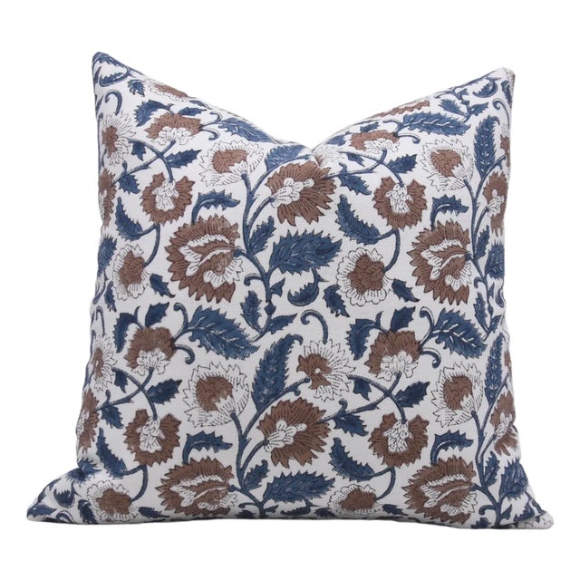 Fabdivine Handcrafted Block Print Cushion Cover 20x20 Inch Thick Cotton White-Mandakini For Sale