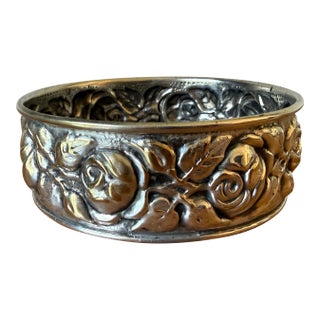 Vintage El De Uberti Repousse Silverplate Wine Coaster, Floral, Italy For Sale