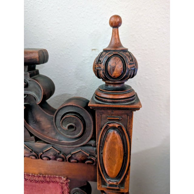 Pair of Renaissance 19th Century Carved Throne Armchairs For Sale In Tampa - Image 6 of 11