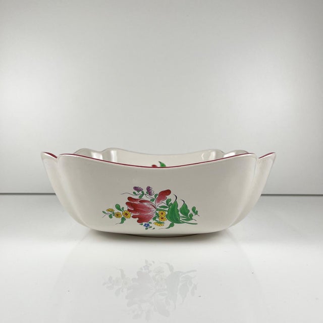 1980s Square Salad Bowl Réverbère Model with Pink Pattern by Kg Lunéville, 1980s For Sale - Image 5 of 8