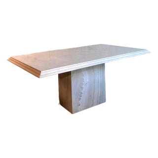 Vintage Boho Terraced Travertine Dining Table For Sale