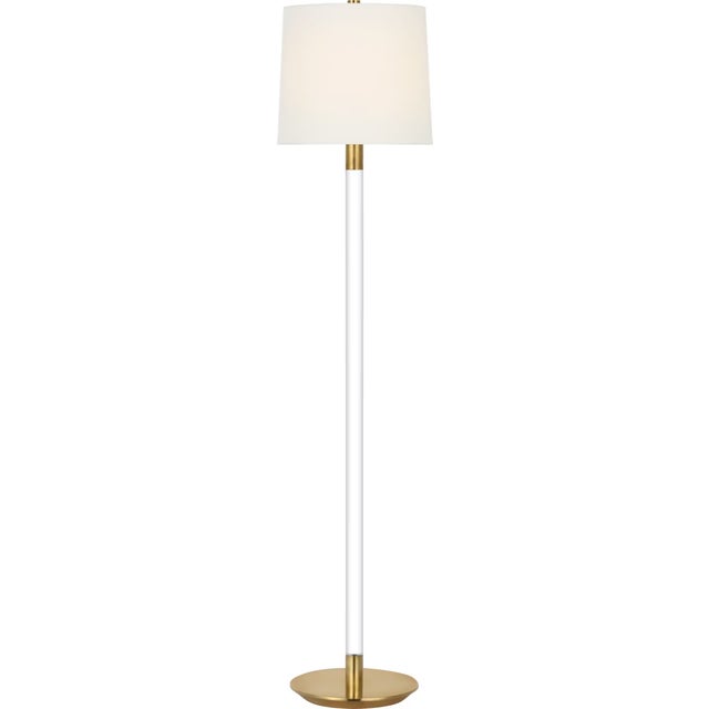 Modern AERIN by Visual Comfort Signature Riga 53" Cordless Floor Lamp in Crystal and Hand-Rubbed Antique Brass with Linen Shade For Sale - Image 3 of 3