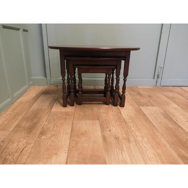 1930s Oval Nesting Tables in Oak, 1930, Set of 3 For Sale - Image 5 of 8