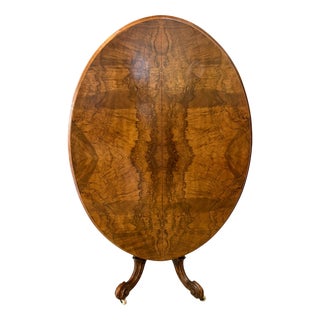Antique Victorian Burr Walnut Oval Dining Table, 1860 For Sale