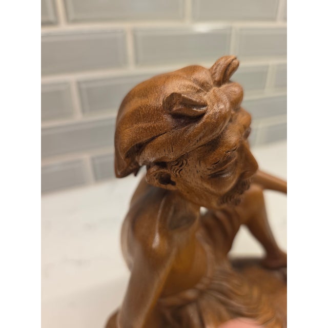 1950s Mid-Century Modern Realism Balinese Modernist "Seated Philosopher" Satinwood Sculpture For Sale - Image 12 of 12