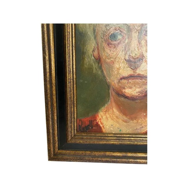Vintage Oil on Board Painting, Portrait of Woman, Artist Signed in lower left corner, not legible. In a wood frame. Early...