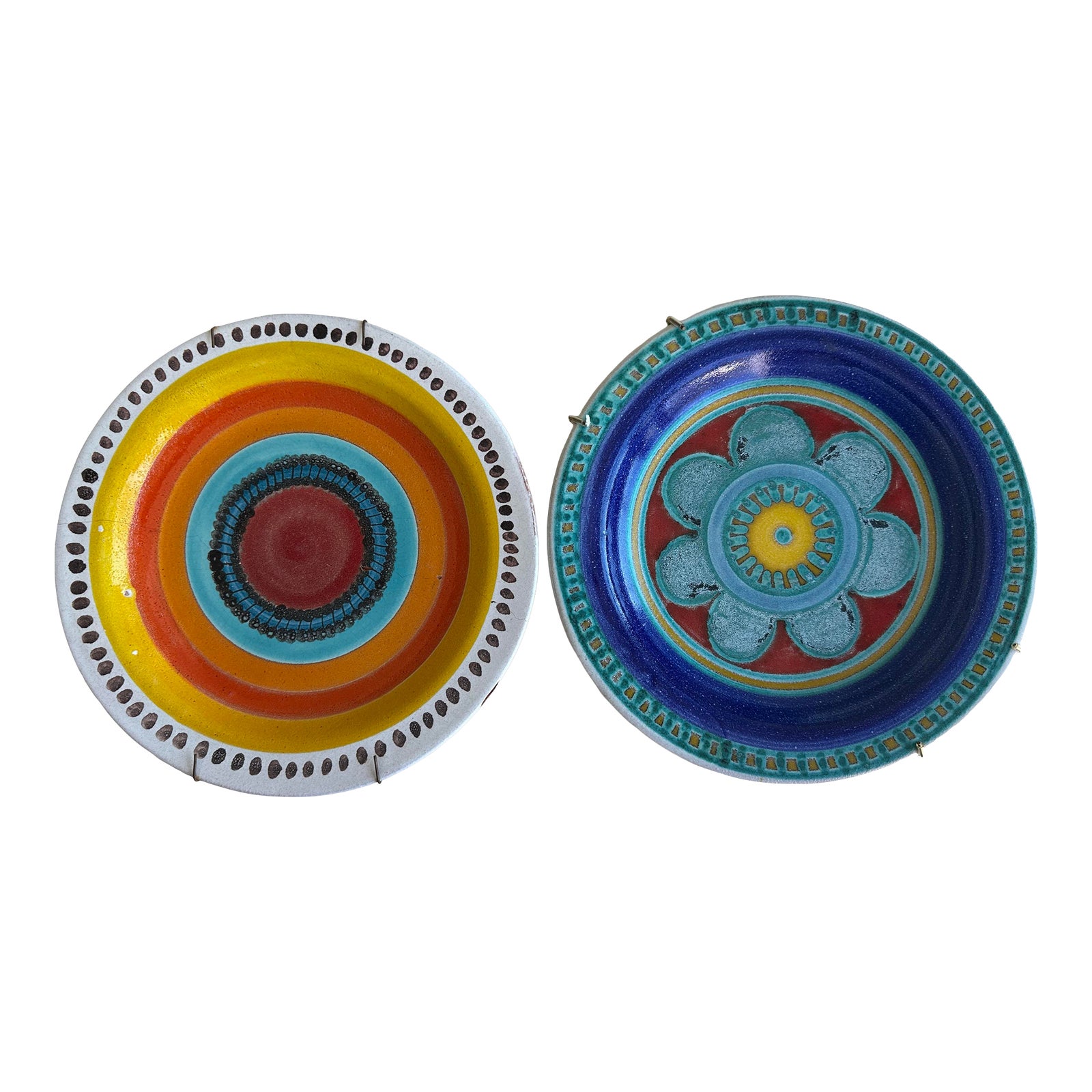 Desimone Italian Hand-Painted Colorful Plates - Pair | Chairish