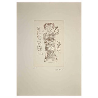 Massimo Campigli, The Idol, Etching, 1970s For Sale
