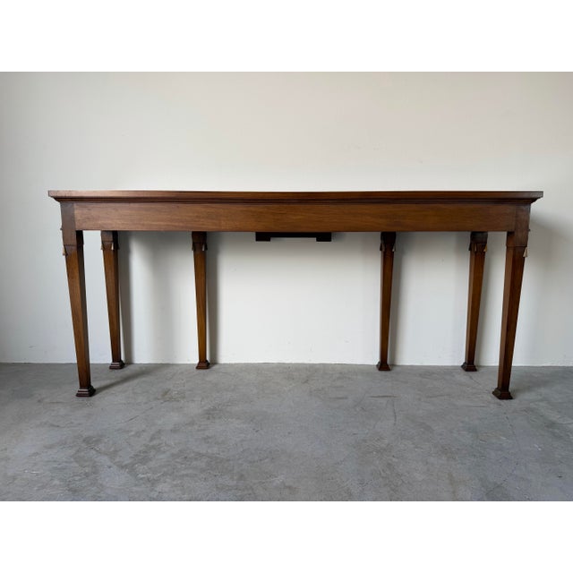 Neoclassical Long- Vintage Neoclassical Style Carved Mahogany Console Table For Sale - Image 3 of 12