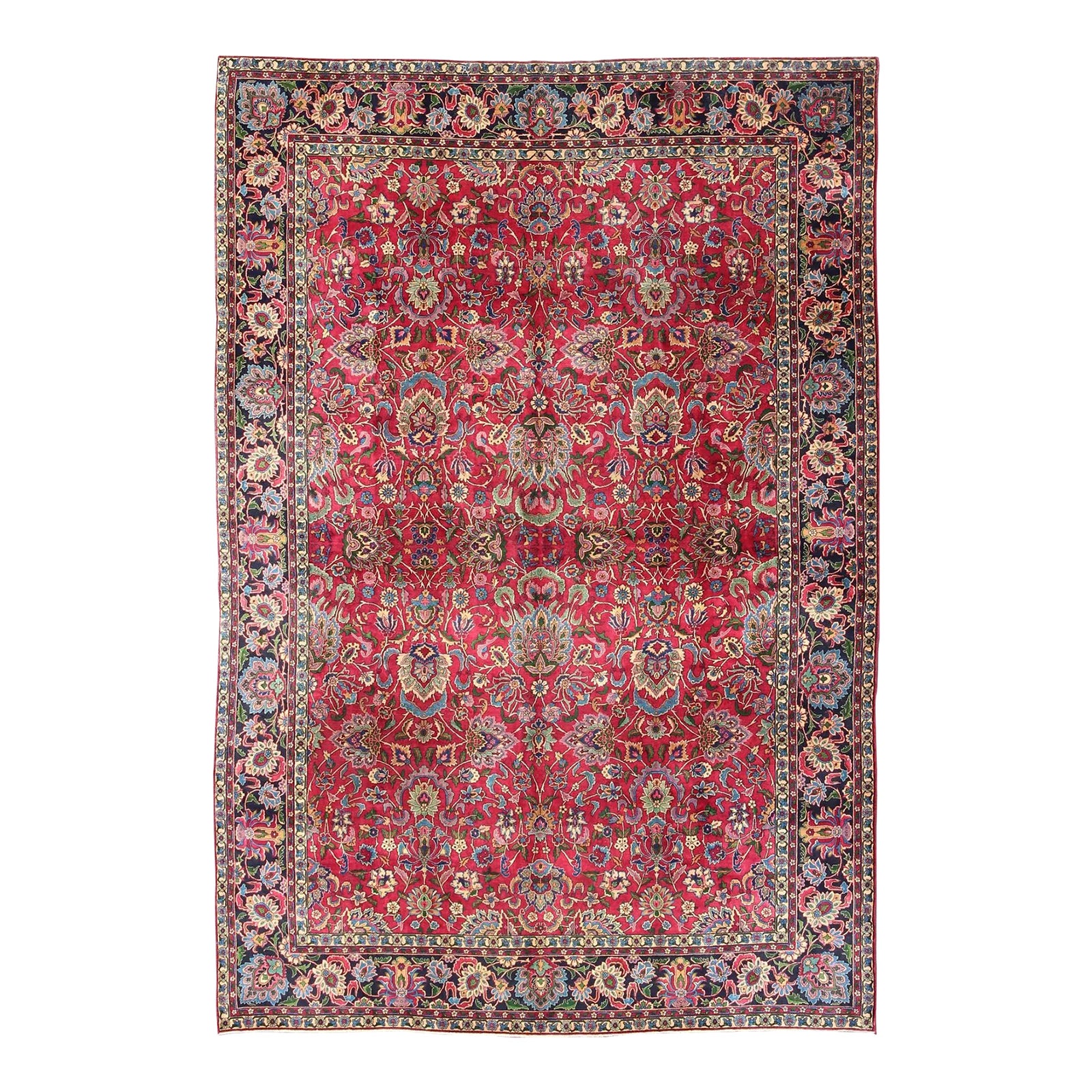 Early 20th Century Very Fine Antique Indian Agra Carpet With Raspberry ...
