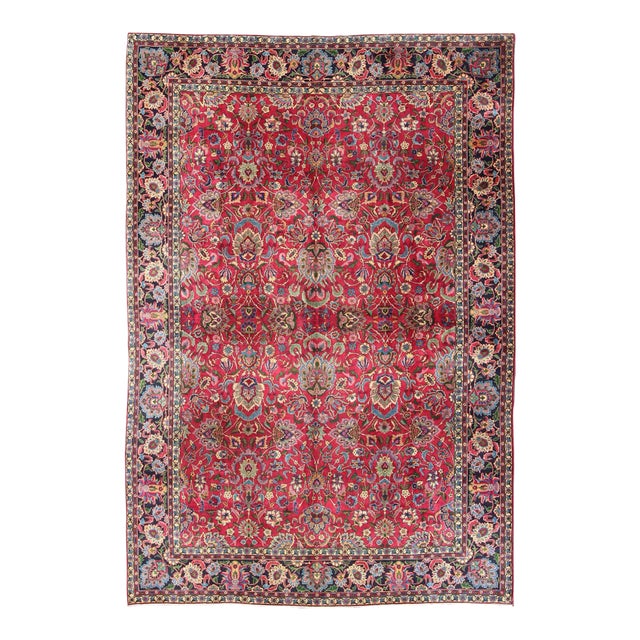 Early 20th Century Very Fine Antique Indian Agra Carpet With Raspberry Color and Silky Wool and Multi Colors For Sale