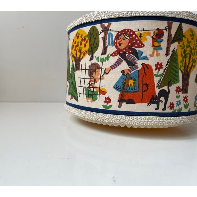 1970s Vintage Children's Room Pendant Light with Hansel and Gretel Fabric Shade, 1970s For Sale - Image 5 of 11