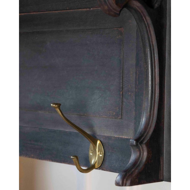 Gustavian (Swedish) Early 20th Century Swedish Wall-Mounted Coat Rack with Brass Hooks For Sale - Image 3 of 9