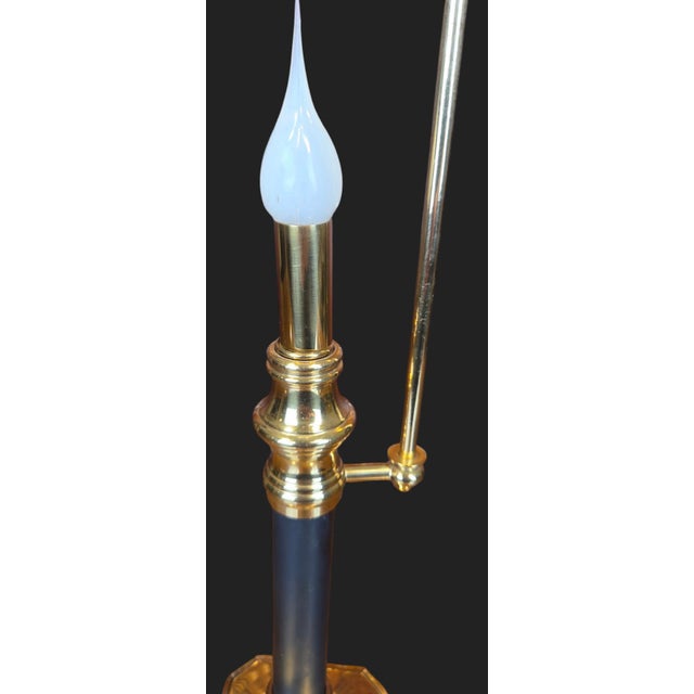 Black Vintage Chapman Brass Bouillotte Table Lamp With Black Tole Shade For Sale - Image 8 of 13