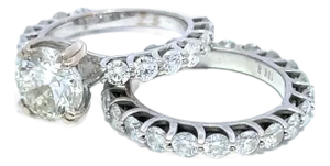 18k White Gold Gia Certified Natural Diamond Bridal Set Rings Size 6.5