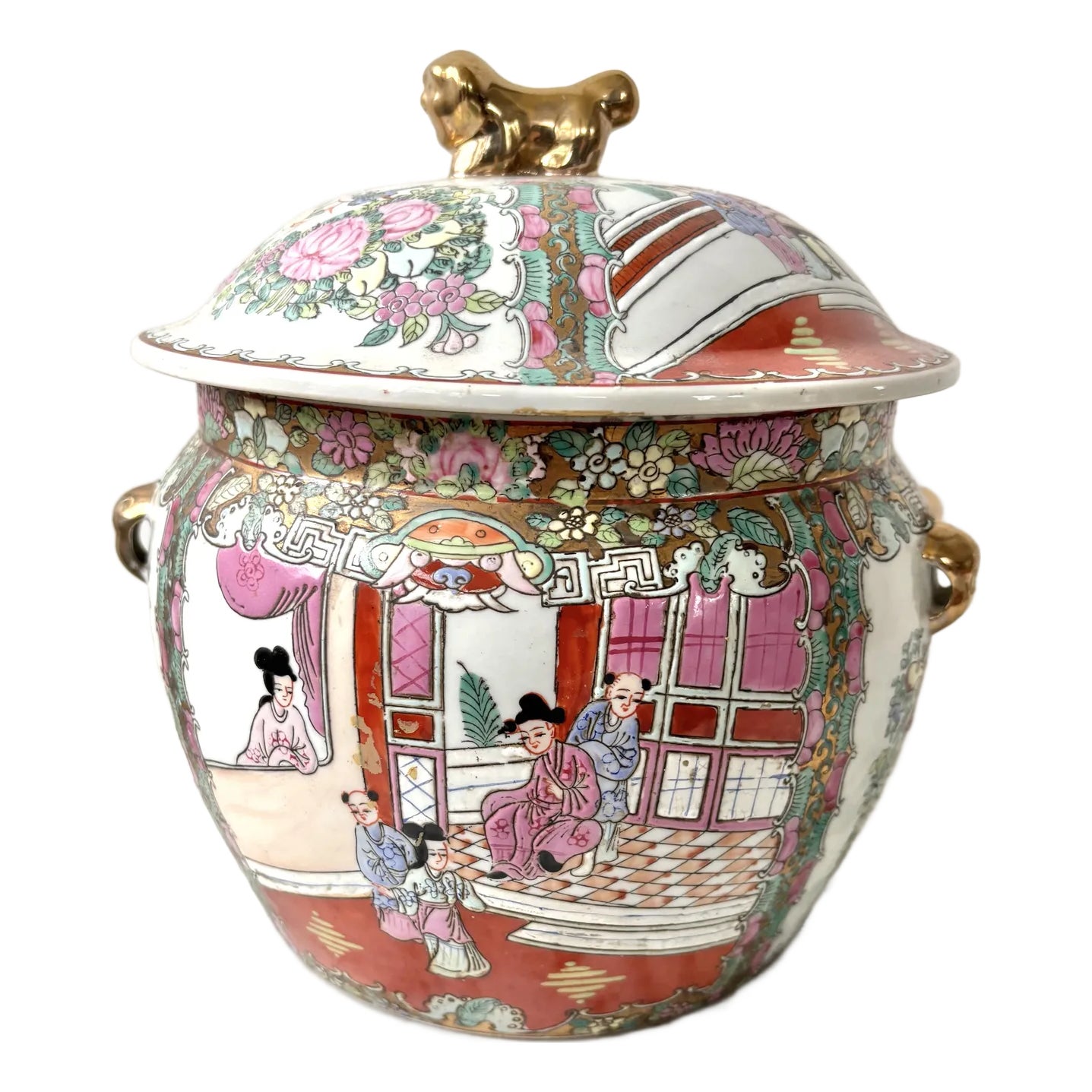 Chinese Porcelain Kamcheng, a Famille Rose Medallion Vinegar Jar