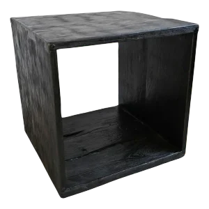 Modern Ebony Teak Wood Box Side Table