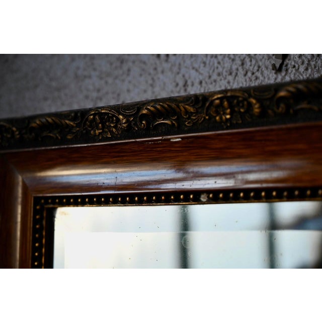 Wood Vintage Bohemian Beveled Wall Mirror, France, 1940s For Sale - Image 7 of 8