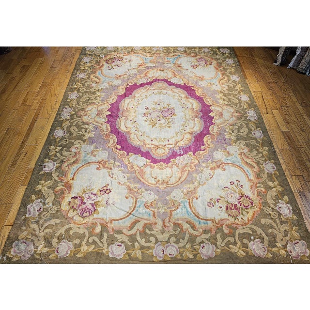 This magnificent Louis Philippe Aubusson tapestry carpet, woven in the mid-1800s (circa 1840s), exemplifies the most...