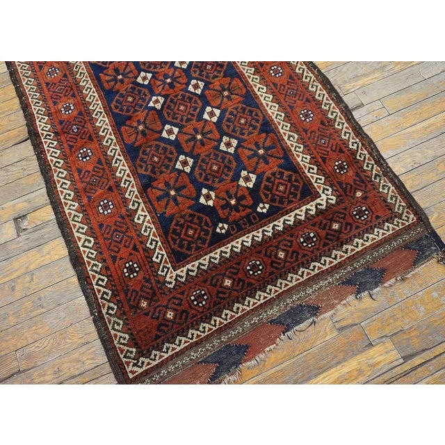 Wine 1890s Red Wine Geometric Tribal Antique Balouch Turkman Rug 3' 0'' X4' 9'' Handknotted Wool Carpet For Sale - Image 8 of 11