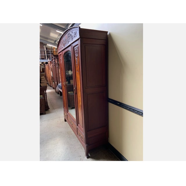 Wood Antique Art Nouveau Wardrobe from École Nancy, 1910 For Sale - Image 7 of 11