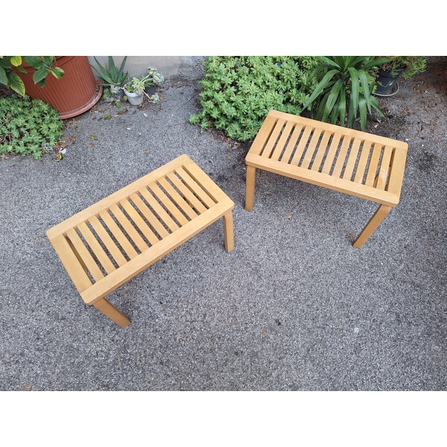 Mid-Century Modern Model 153B Benches in Birch by Alvar Aalto for Artek, 1980s For Sale - Image 3 of 7