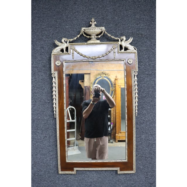 Antique Federal Style Mahogany & Silver Gilt Wall Mirror With Griffins For Sale - Image 11 of 11