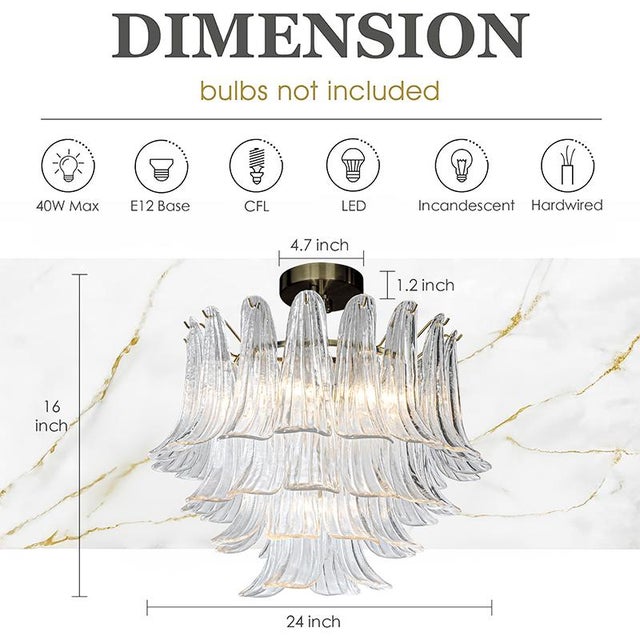 Bring a touch of timeless elegance to your home with this 4-light tiered flush mount featuring clear art glass panels and...