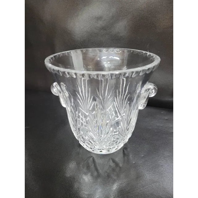 Vintage Crystal Etched Cut Glass Ice Bucket With Thongs - Set of 2 For Sale - Image 6 of 11