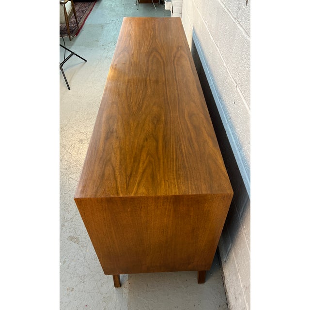 Goldenrod Unique Mid-Century Burl and Walnut Diamond Motif Credenza For Sale - Image 8 of 16