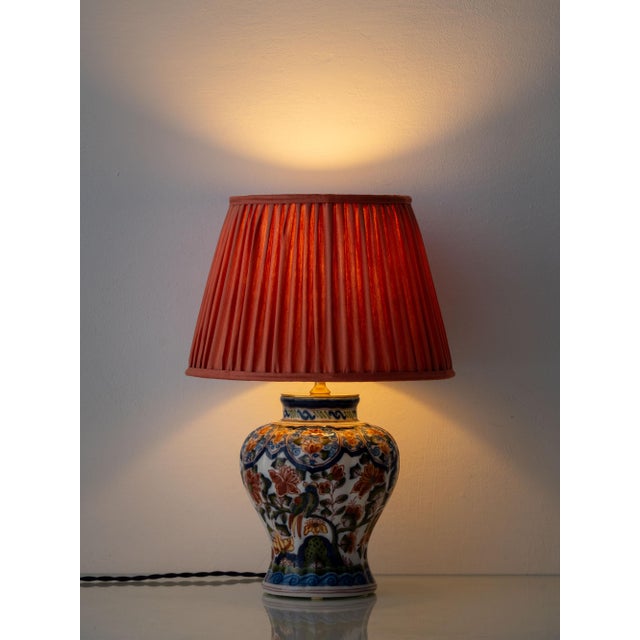 Delft Chinoiserie Polychrome Table Lamp by Tichelaar Makkum, 1950s For Sale - Image 4 of 15
