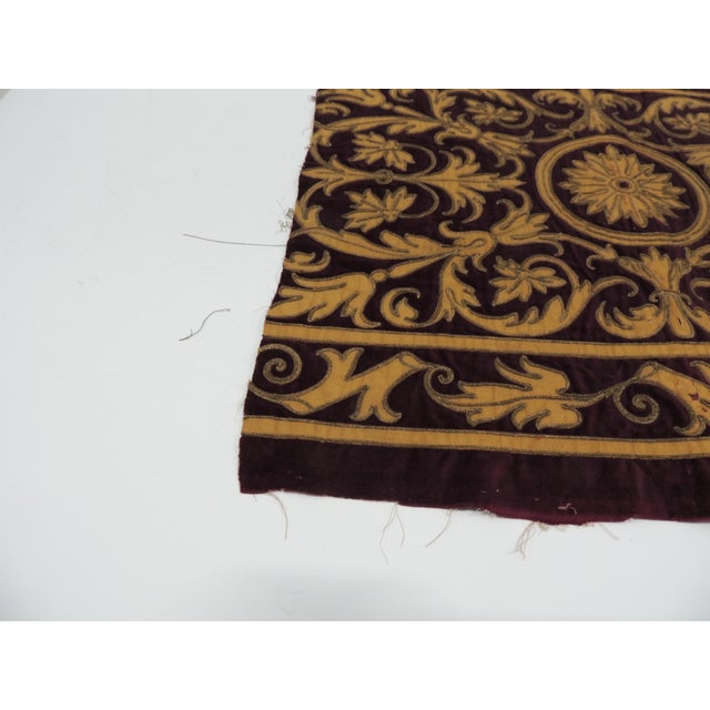 Italian Antique Red and Gold Italian Suede Applique Textile Fragment #2 For Sale - Image 3 of 4