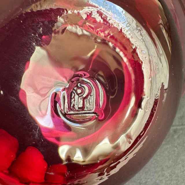 Glass Vintage Pilgrim Art Glass Heart Dish Decorative Bowl Catchall Cranberry Pink For Sale - Image 7 of 12