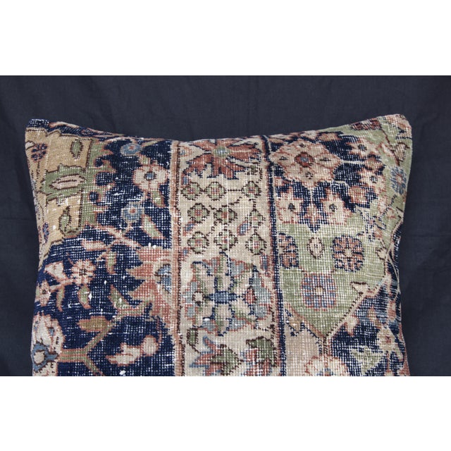 Handwoven Navy Blue& Green Tone Rug Pillow Case -20'' X 20'' For Sale - Image 4 of 13