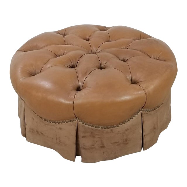 Tufted Chesterfield Leather Ottoman Chairish