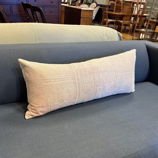 Design Plus Gallery presents a Bespoke Lumbar Pillow. This elongated accent pillow is upholstered in a neutral textile...