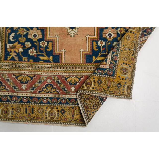 Vintage Turkish Area Rug, Hand-Knotted Wool, Traditional Anatolian Medallion Design For Sale - Image 4 of 10