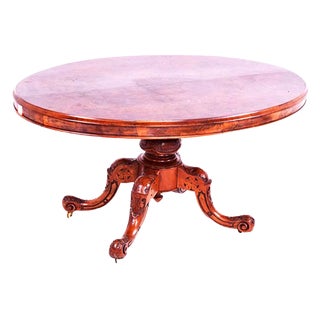 Antique Oval Walnut Dining Table, 1890s For Sale