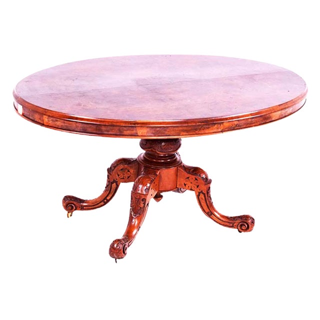 Antique Oval Walnut Dining Table, 1890s For Sale